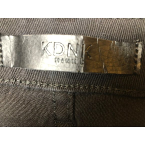 KDNK Men's Sz 32 Stretch Destroyed Knee, Ankle Zip, Black w/Orange Stripe & Draw - Picture 4 of 8